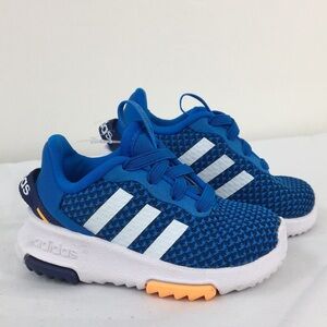 Adidas Toddler Boy Blue and White Racer TR 2.0 Sneaker Size 4 Like-NEW Condition